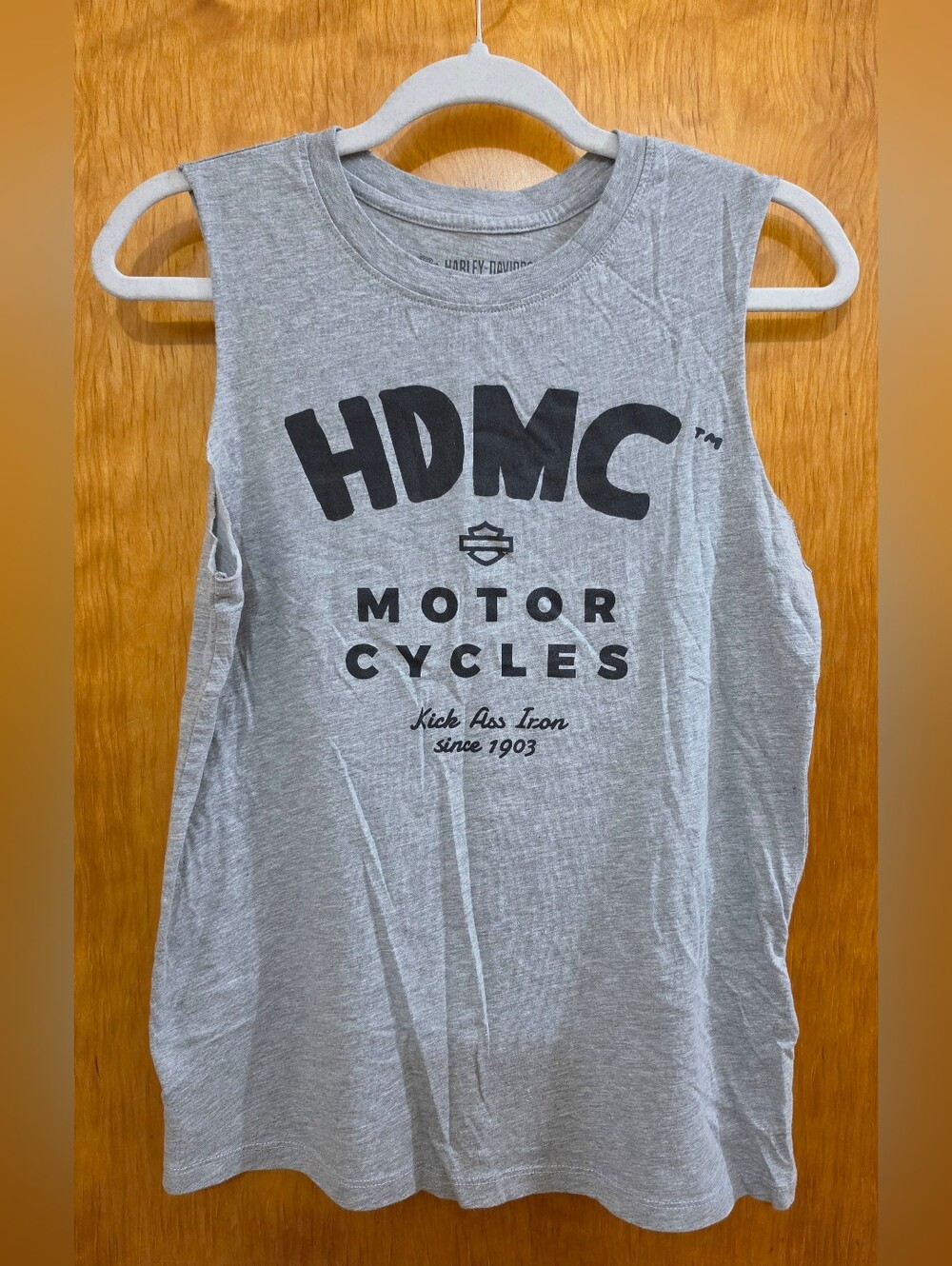 Harley Davidson - Women's "Kick Ass Iron" gray muscle tank top